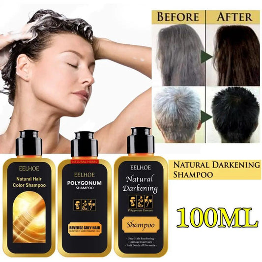 100ML Natural Darkening Shampoo Organic Conditioner Clean Mite Soap Oil Control Antidandruff Soothes Scalp Hair Treat - LyxButik