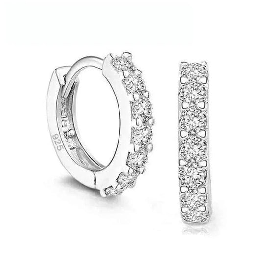 925 Sterling Silver Plated Rhinestone Crystal Hoop Earrings para Mulheres, Jóias Românticas de Luxo, Mais Novo, Transporte Rápido, Atacado - LyxButik