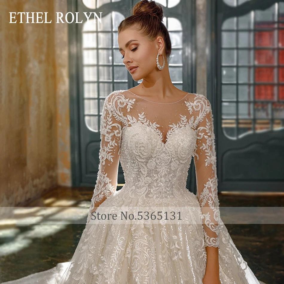 ETHEL ROLYN Luxury Ball Gown Wedding Dresses Exquisite Beaded Embroider Princess Sparkling Wedding Gown Vestidos De Novia - LyxButik