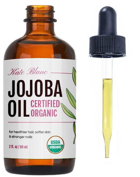 Kate Blanc Cosmetics Jojoba Oil for Hair Growth, Skin & Face (2oz) Facial Oil for Gua Sha Massage. 100% Pure & Natural Hair Oil Moisturize Nails, Ear, Scalps, Cuticles - LyxButik