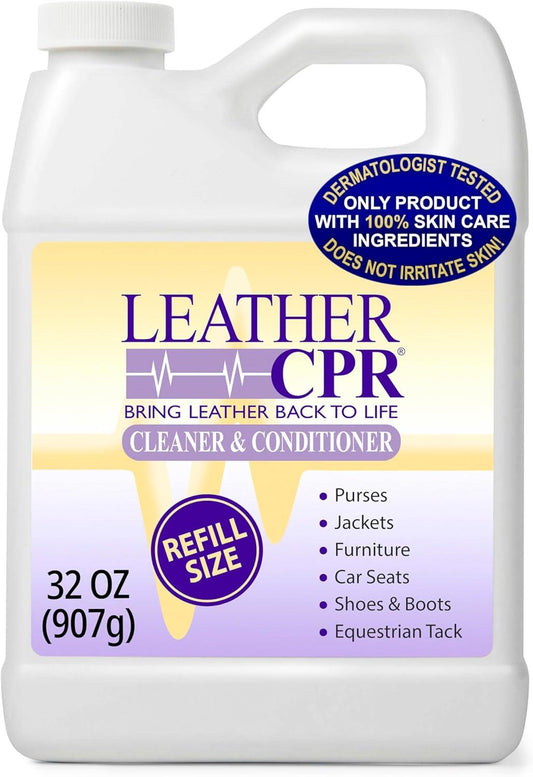 Leather CPR | 2-in-1 Leather Cleaner & Leather Conditioner (32oz) | Cleans, Restores, Conditions, & Protects Furniture, Car Seats, Purses, Shoes, Boots, Saddles/Tack, Jackets, & Auto Interior - LyxButik