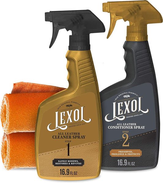 Lexol Trigger Foaming Leather Cleaner and Conditioner Kit with 2 Applicators, Car, Spray (4 Items) - LyxButik