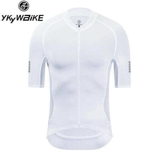 YKYWBIKE 2023White Top Quality Short Sleeve Cycling Jersey Pro Team Race Cut Lightweight For Summer Clothing Bicycle Wear Shirts - LyxButik