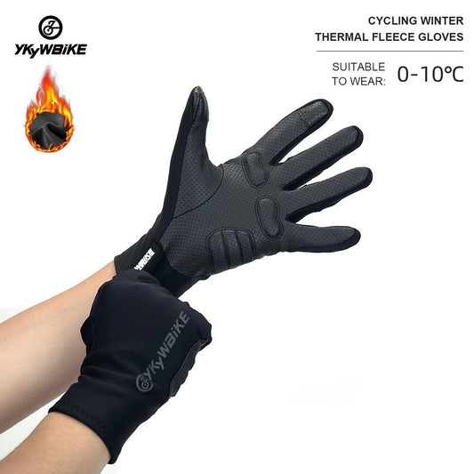 YKYWBIKE Cycling Winter Gloves Thermal Fleece Full Finger Waterproof Windproof Outdoor Sport Bicycle for Bike Motorcycle - LyxButik