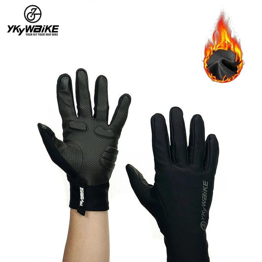 YKYWBIKE Cycling Winter Gloves Thermal Fleece Full Finger Waterproof Windproof Outdoor Sport Bicycle Gloves for Bike Motorcycle - LyxButik