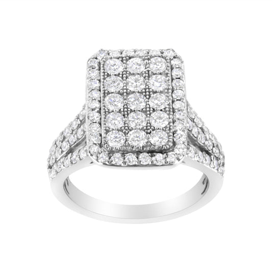 .925 Sterling Silver 1 9/10 cttw Lab Grown Diamond Cluster Ring (F-G - LyxButik