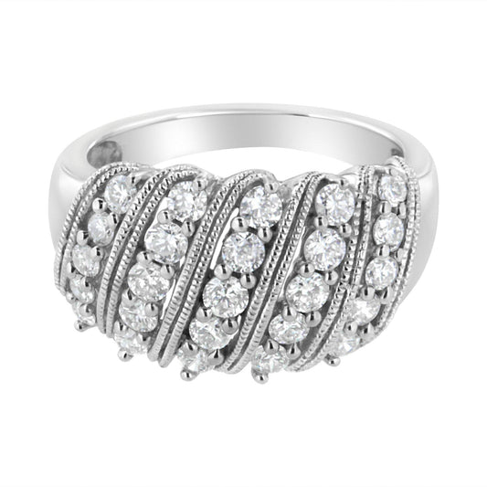 .925 Sterling Silver 1 cttw Lab Grown Diamond Cluster Band Ring (F-G - LyxButik