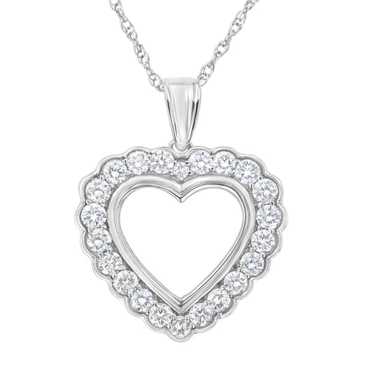 .925 Sterling SIlver 1 cttw Lab Grown Diamond Heart Pendant Necklace - LyxButik